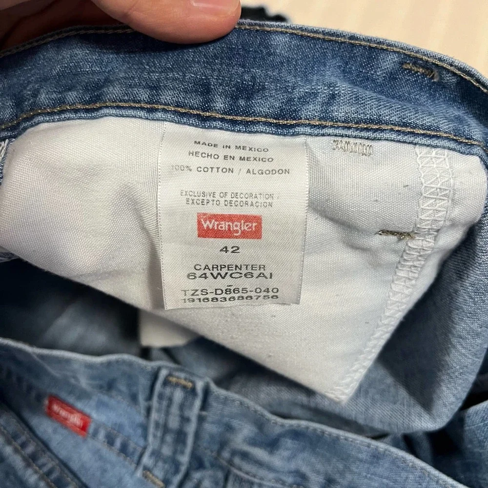 Wrangler 42 Medium Wash Carpenter Work Utility Denim Blue Jean Shorts - Picture 7 of 7